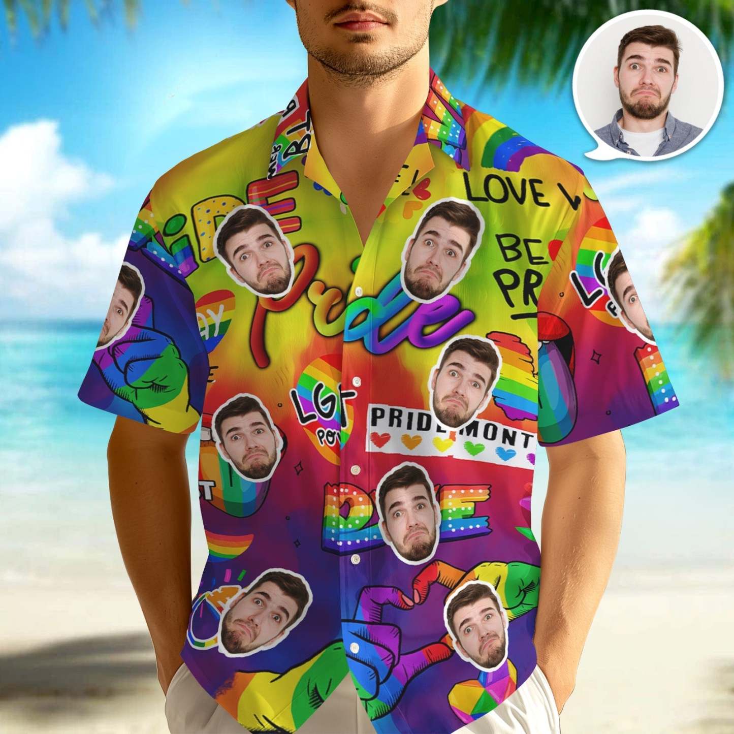 Benutzerdefiniertes Gesicht Hawaii-shirt, Personalisiertes Lgbt-foto-shirt, Individuelle Schwule Geschenke - MeineFotoTassen