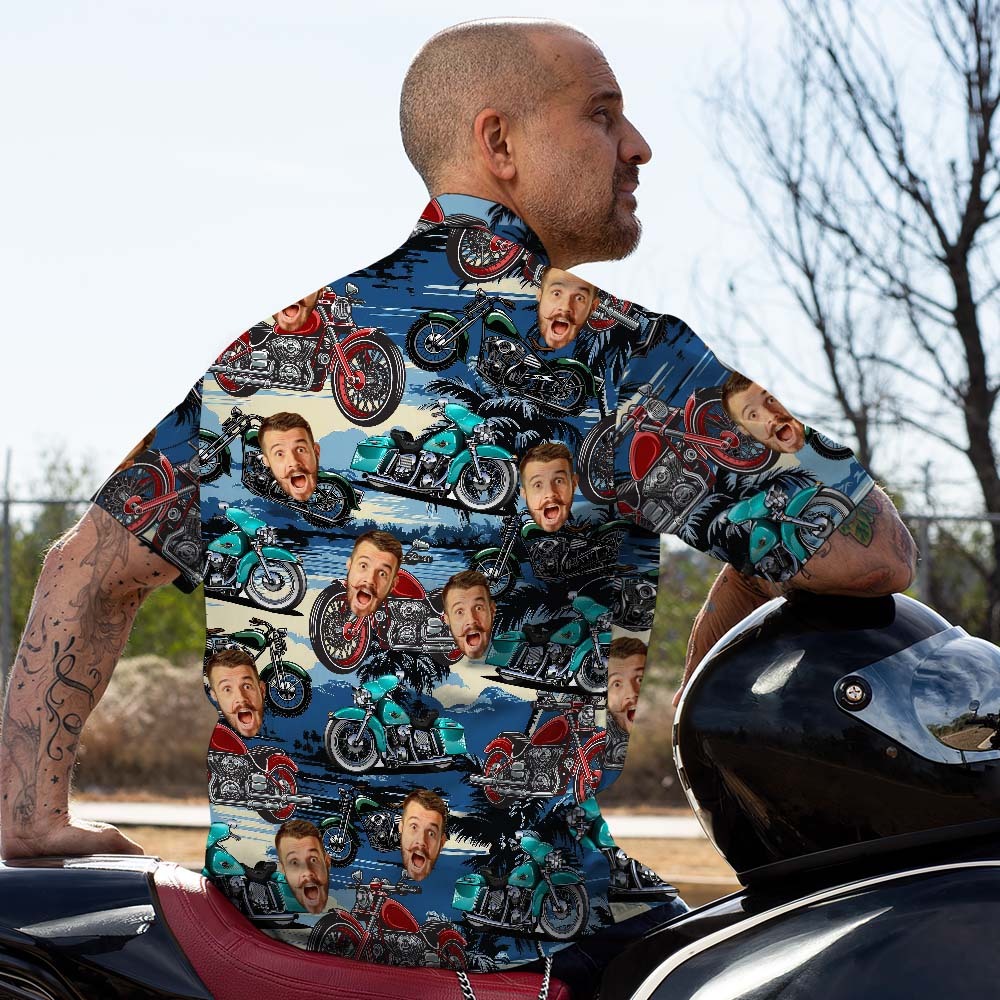 Benutzerdefiniertes Vintage-auto-hemd, Individuelles Gesichts-hawaii-hemd, Individuelles Unisex-hawaii-hemd Für Ihn - MeineFotoTassen