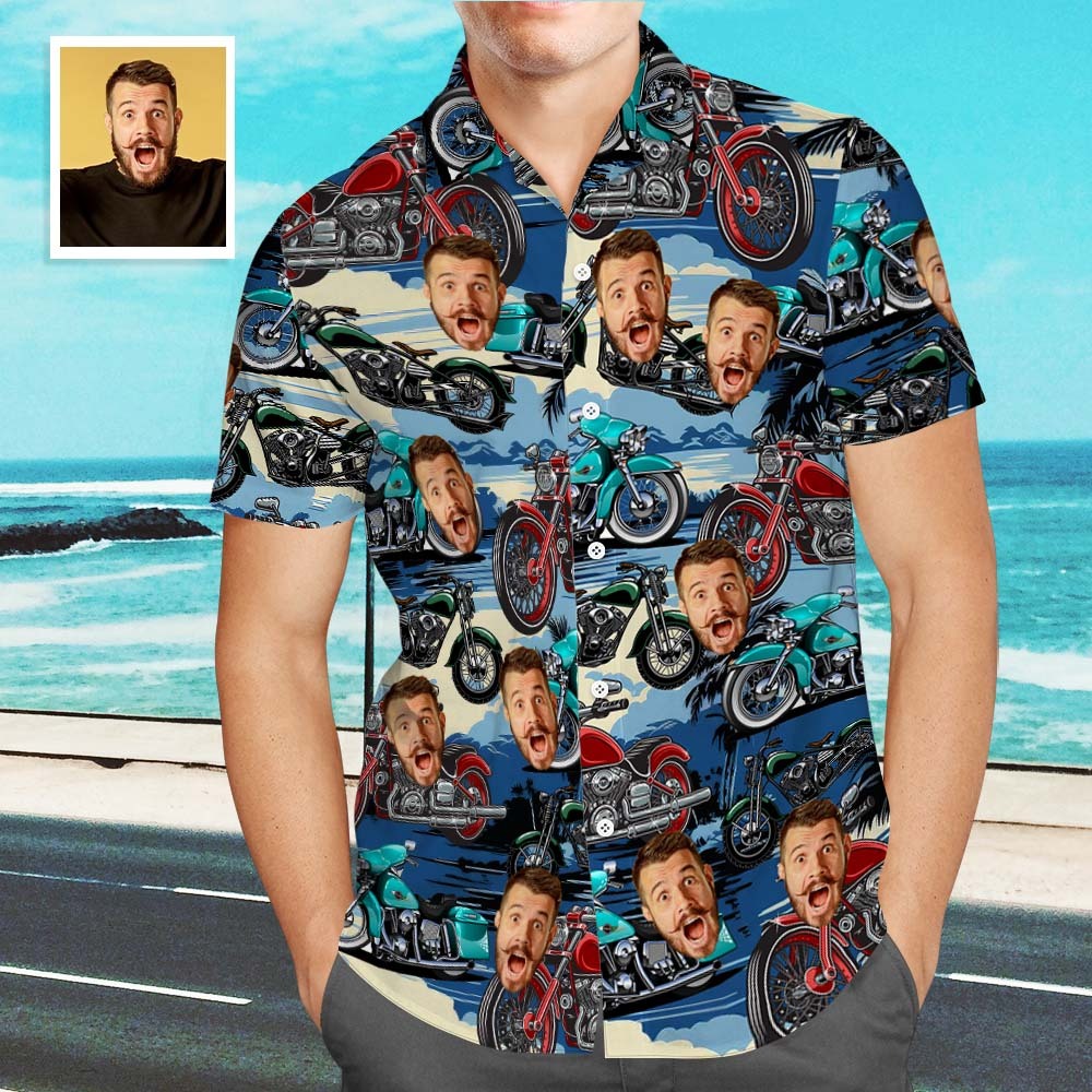 Benutzerdefiniertes Vintage-auto-hemd, Individuelles Gesichts-hawaii-hemd, Individuelles Unisex-hawaii-hemd Für Ihn - MeineFotoTassen