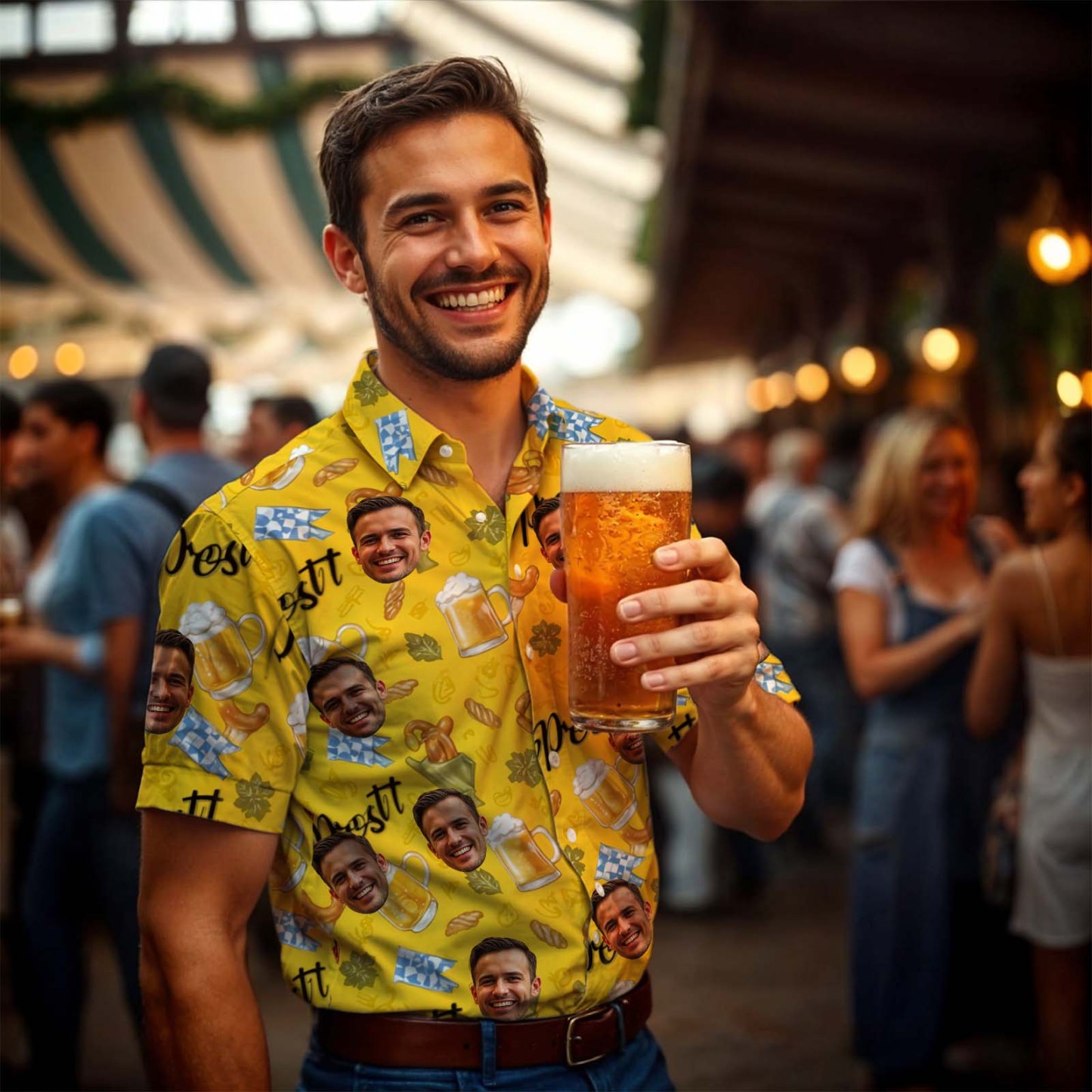 Benutzerdefinierte Gesicht Hawaiian Shirt Personalisierte Bier Foto Shirt Benutzerdefinierte Lustige Sommer Shirt - MeineFotoTassen