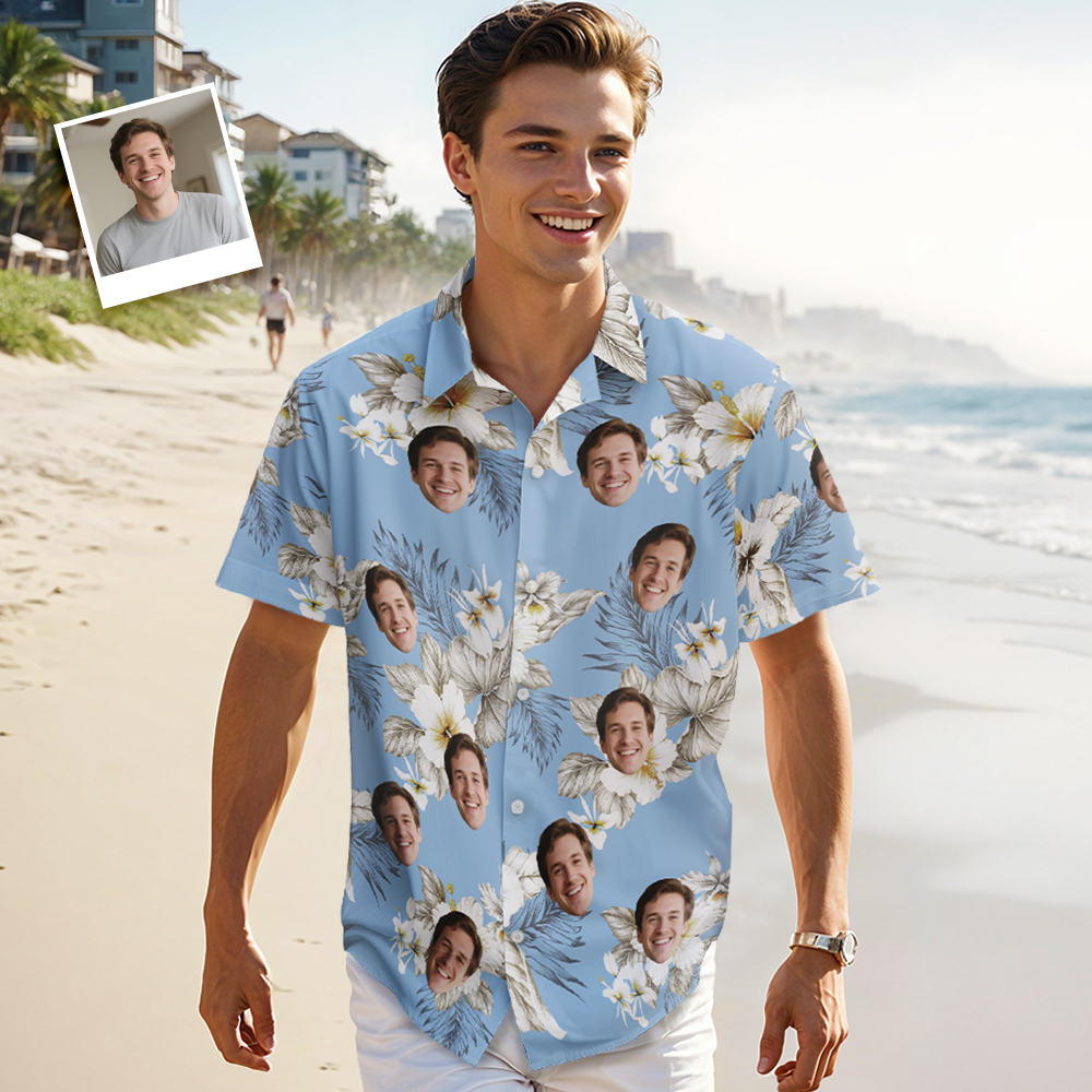 Benutzerdefiniertes Foto-hawaii-hemd Für Papa Personalisiertes Hawaii-hemd Mit Gesicht Personalisiertes Vatertagsgeschenk - MeineFotoTassen