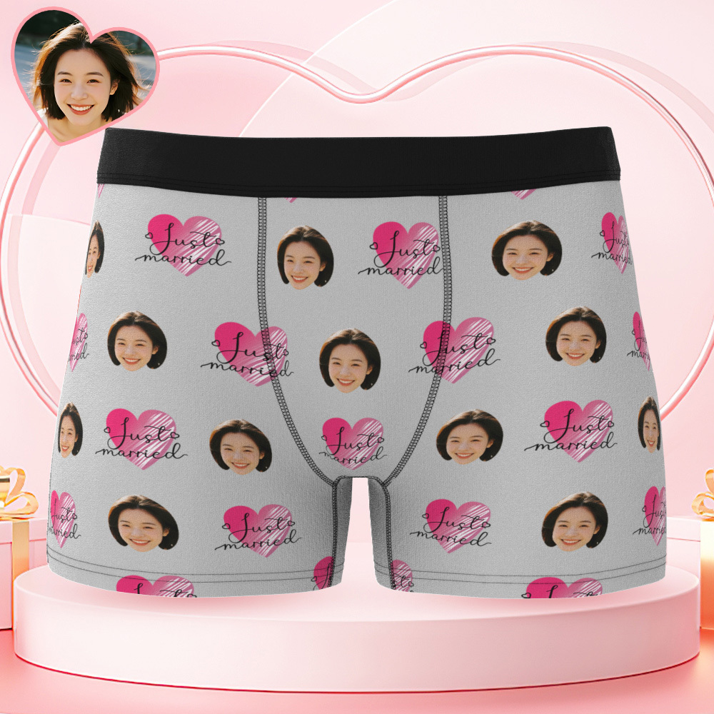 Personalisierte Unterwäsche Mit Gesichtsmotiv, Unterwäsche Mit Foto, Boxershorts Für Frisch Verheiratete Paare - MeineFotoTassen