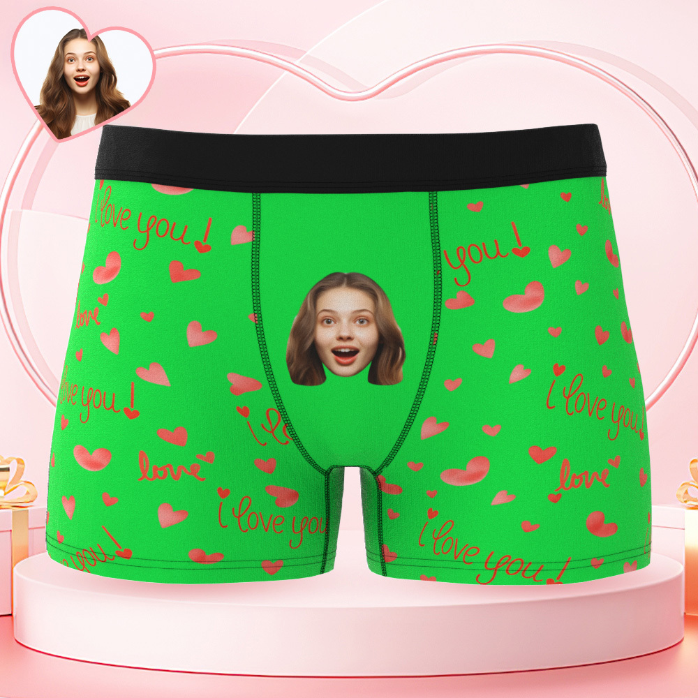 Personalisierte Unterwäsche Mit Gesichtsmotiv, Unterwäsche Mit Foto, „ich Liebe Dich"-boxershorts Für Ihn - MeineFotoTassen