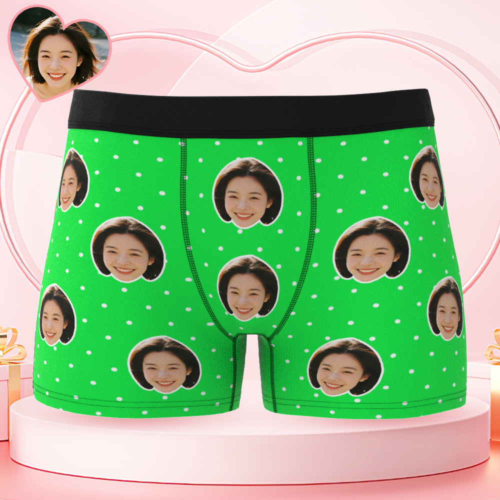 Personalisierte Unterwäsche Mit Gesichtsmotiv, Boxershorts Mit Polka-dots Für Den Freund - MeineFotoTassen