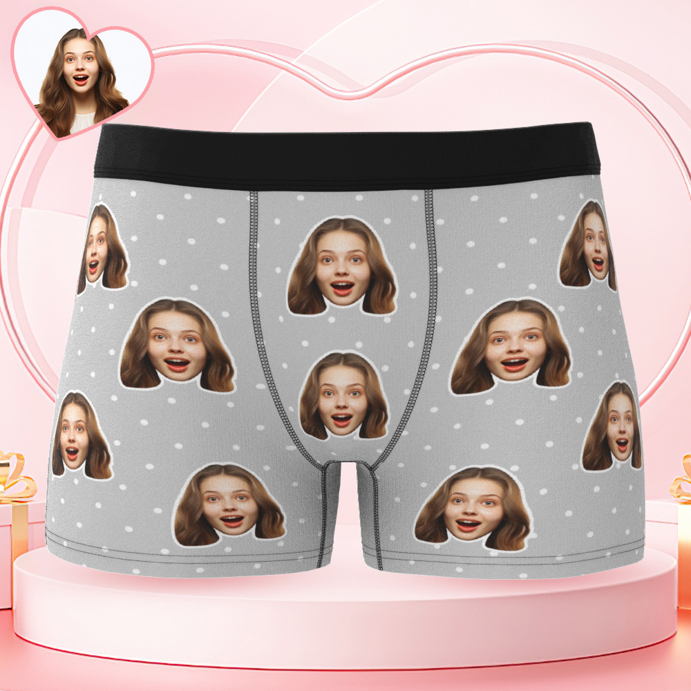 Personalisierte Unterwäsche Mit Gesichtsmotiv, Boxershorts Mit Polka-dots Für Den Freund - MeineFotoTassen