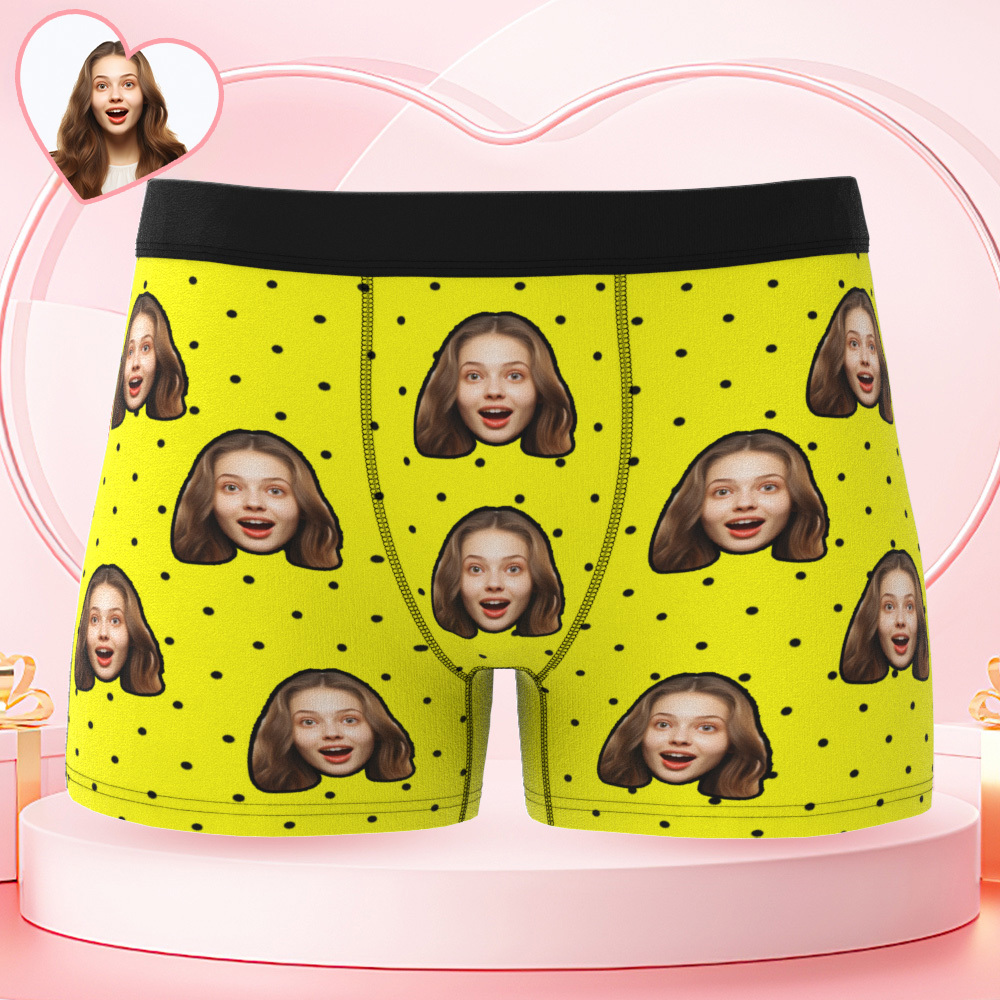 Personalisierte Unterwäsche Mit Gesichtsmotiv, Boxershorts Mit Polka-dots Für Den Freund - MeineFotoTassen