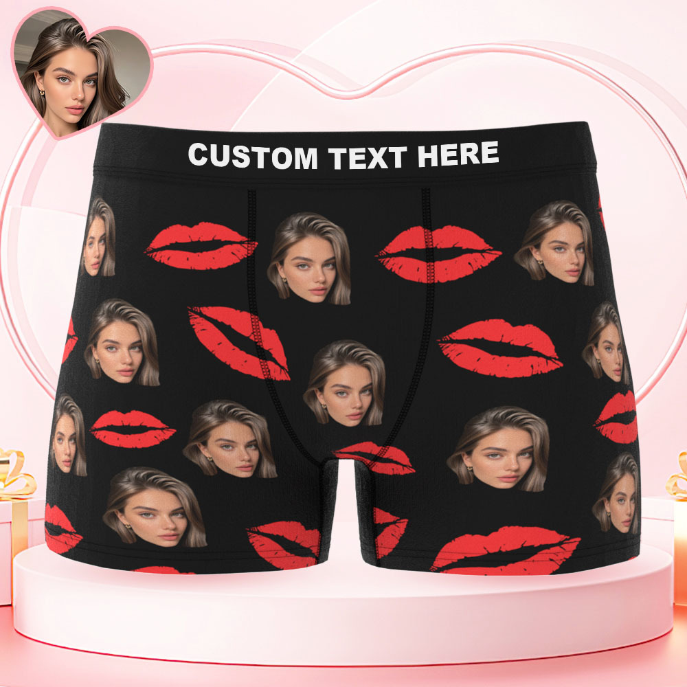 Personalisierte Fotohöschen, Personalisierte Fotounterwäsche Mit Roten Lippen – Ein Sexy Geschenk Für Paare - MeineFotoTassen