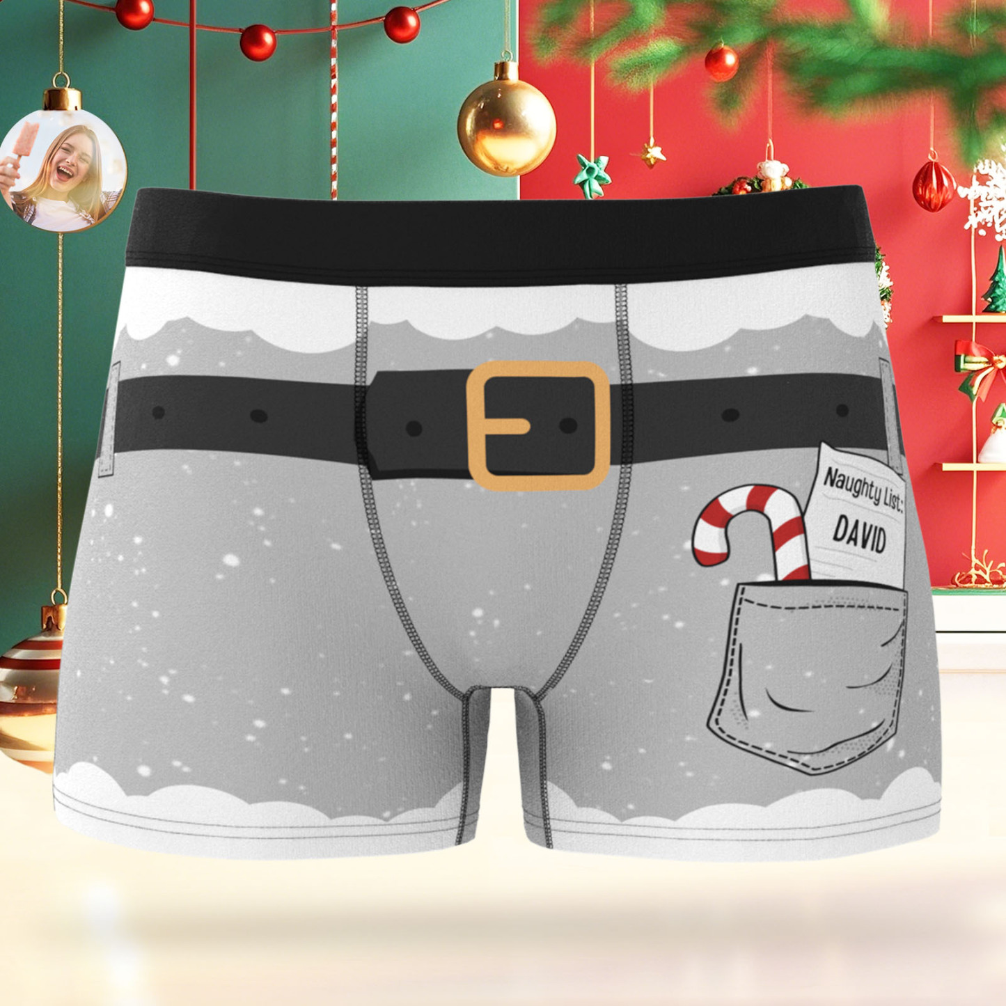 Personalisierte Weihnachtsunterwäsche Mit Namen, Benutzerdefinierte Weihnachts-boxershorts Für Männer, Lustiges Weihnachtsgeschenk - MeineFotoTassen