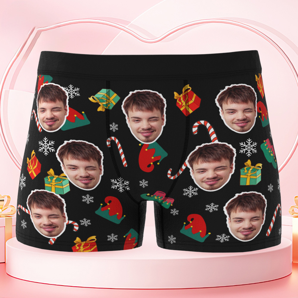 Benutzerdefinierte Weihnachts-boxershorts, Benutzerdefiniertes Foto, Weihnachtshöschen, Benutzerdefinierter Weihnachtsmann-boxer Für Liebhaber - MeineFotoTassen
