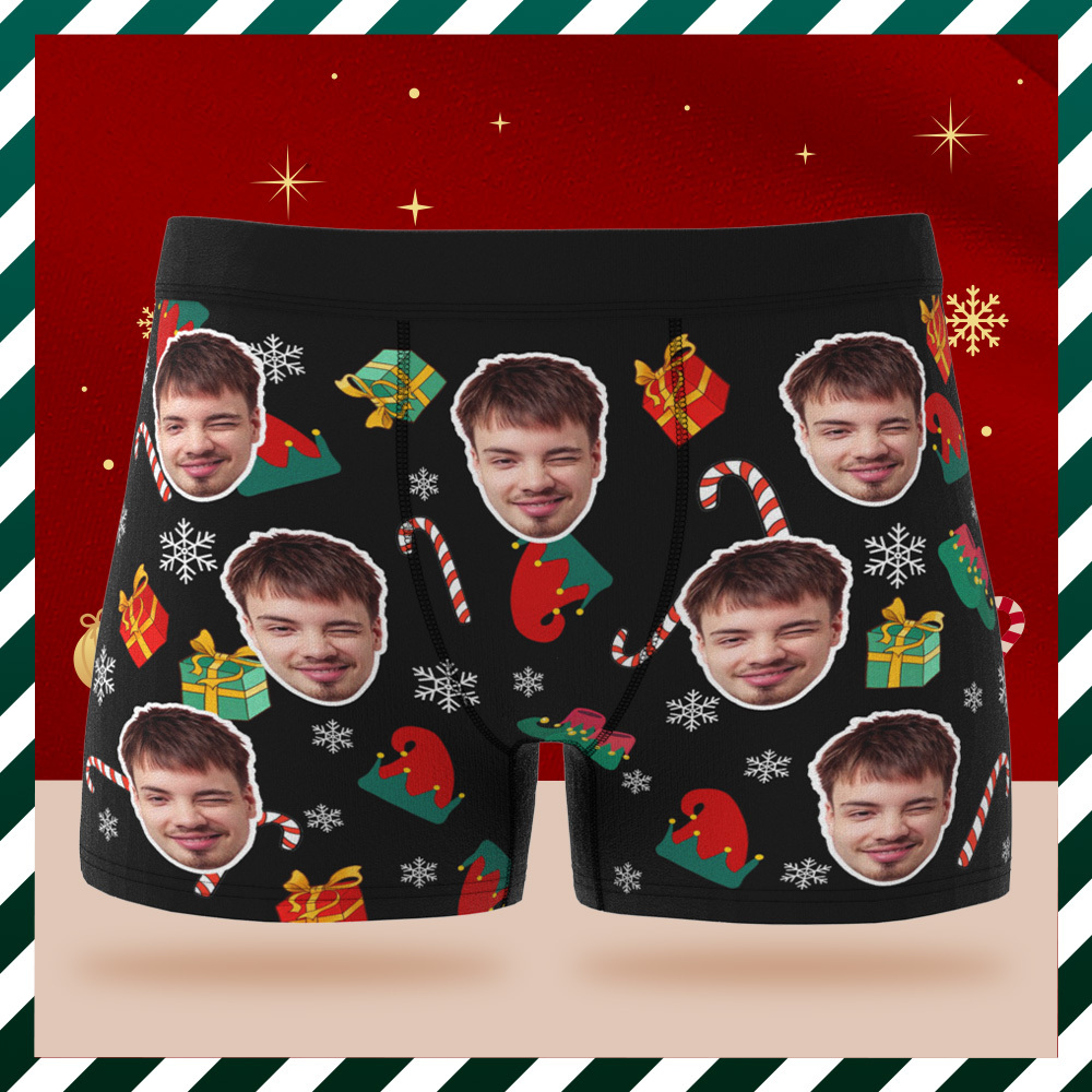 Benutzerdefinierte Weihnachts-boxershorts, Benutzerdefiniertes Foto, Weihnachtshöschen, Benutzerdefinierter Weihnachtsmann-boxer Für Liebhaber - MeineFotoTassen