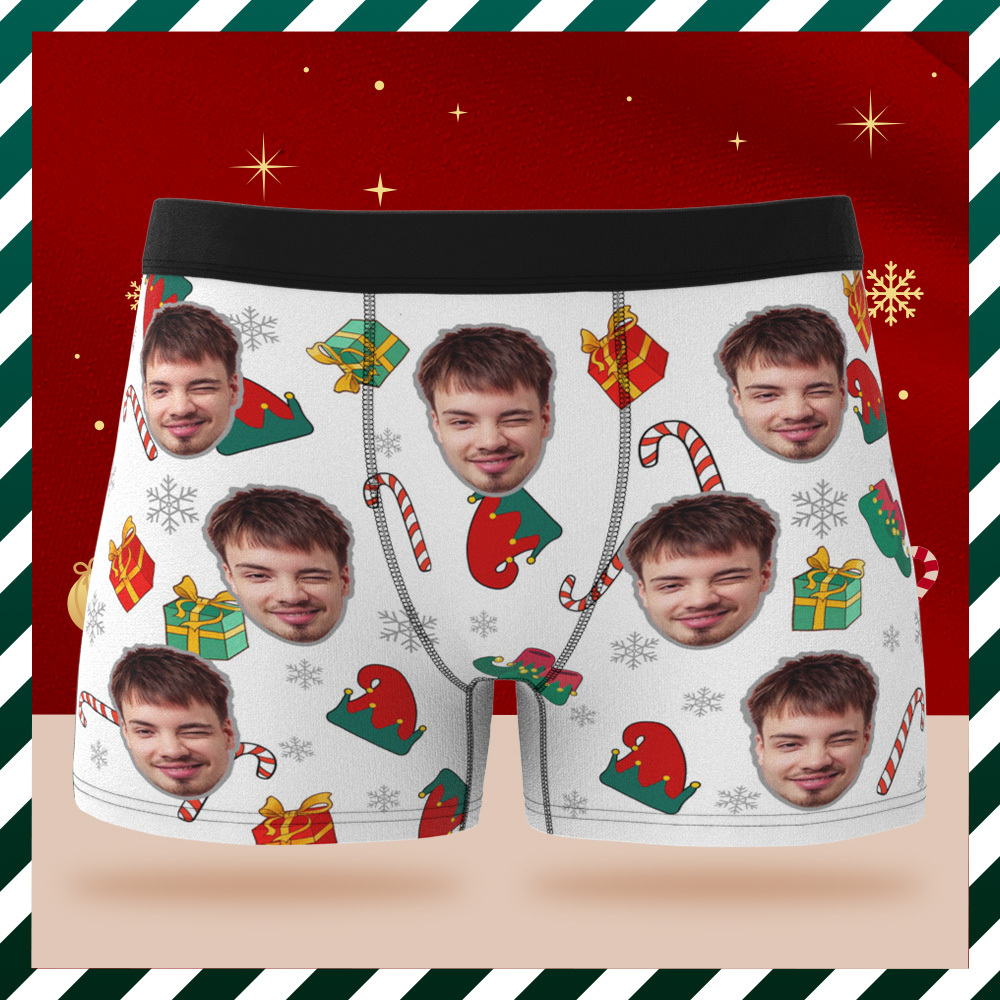 Benutzerdefinierte Weihnachts-boxershorts, Benutzerdefiniertes Foto, Weihnachtshöschen, Benutzerdefinierter Weihnachtsmann-boxer Für Liebhaber - MeineFotoTassen