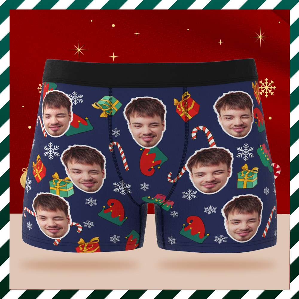 Benutzerdefinierte Weihnachts-boxershorts, Benutzerdefiniertes Foto, Weihnachtshöschen, Benutzerdefinierter Weihnachtsmann-boxer Für Liebhaber - MeineFotoTassen