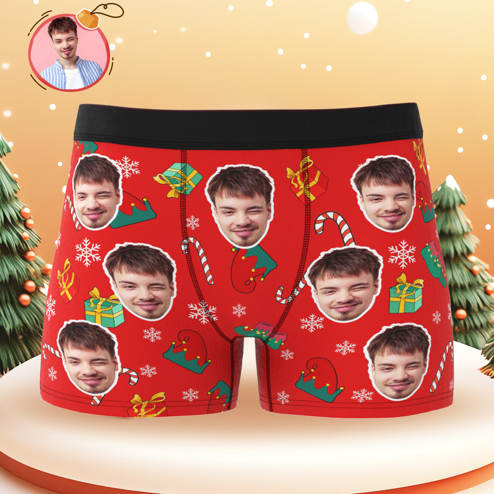 Benutzerdefinierte Weihnachts-boxershorts, Benutzerdefiniertes Foto, Weihnachtshöschen, Benutzerdefinierter Weihnachtsmann-boxer Für Liebhaber - MeineFotoTassen