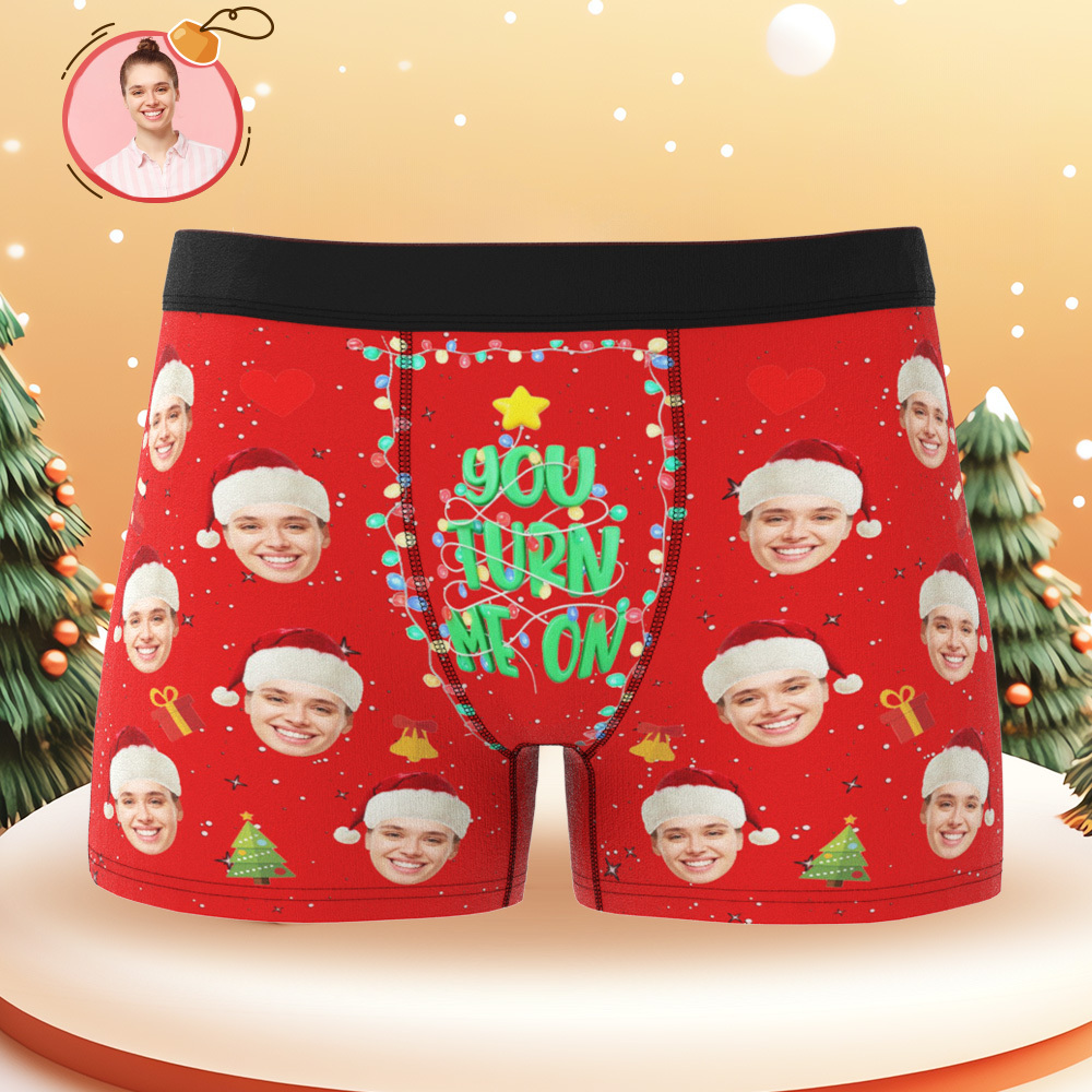 Personalisierte Weihnachtsunterwäsche, Personalisiertes Foto, Weihnachtshöschen, Süßes Weihnachtsgeschenk Für Ihn - MeineFotoTassen