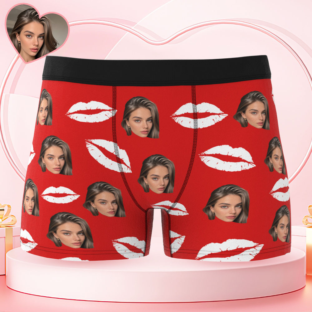 Personalisierte Fotounterwäsche Mit Roten Lippen, Sexy Geschenk Für Paare, Personalisierte Foto-weihnachtshöschen - MeineFotoTassen