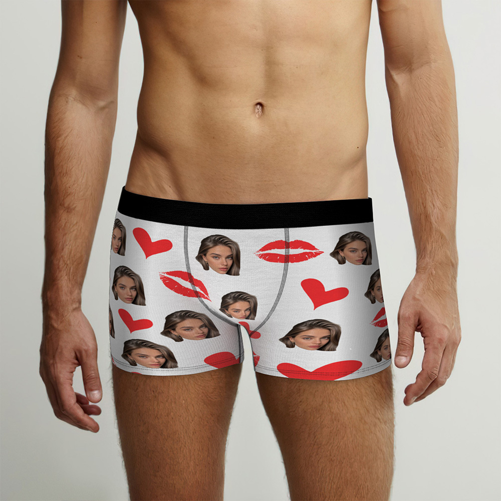 Personalisierte Rote Lippen, Personalisierte Unterwäsche, Personalisierte Fotounterwäsche, Personalisierte Weihnachtshöschen Mit Foto - MeineFotoTassen