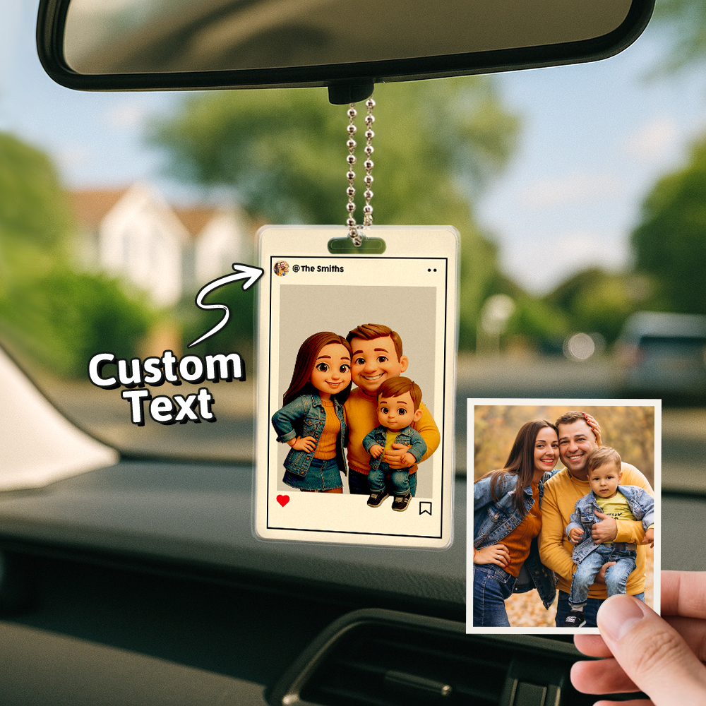 Personalisierter Autoaufhänger Mit Cartoon-figur, Individuelles Geschenk Zum Hochzeitstag, Geburtstag, Festival - DePhotoBoxer