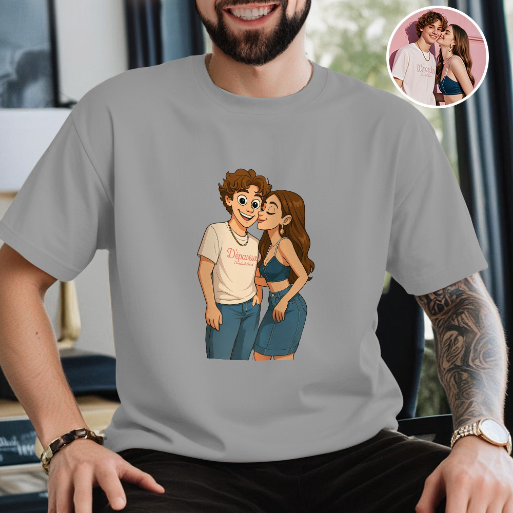 Benutzerdefinierte Cartoon Pet T-shirt Personalisierte Foto T-shirt Für Tierliebhaber Foto Geschenke Für Liebhaber - MeineFotoTassen