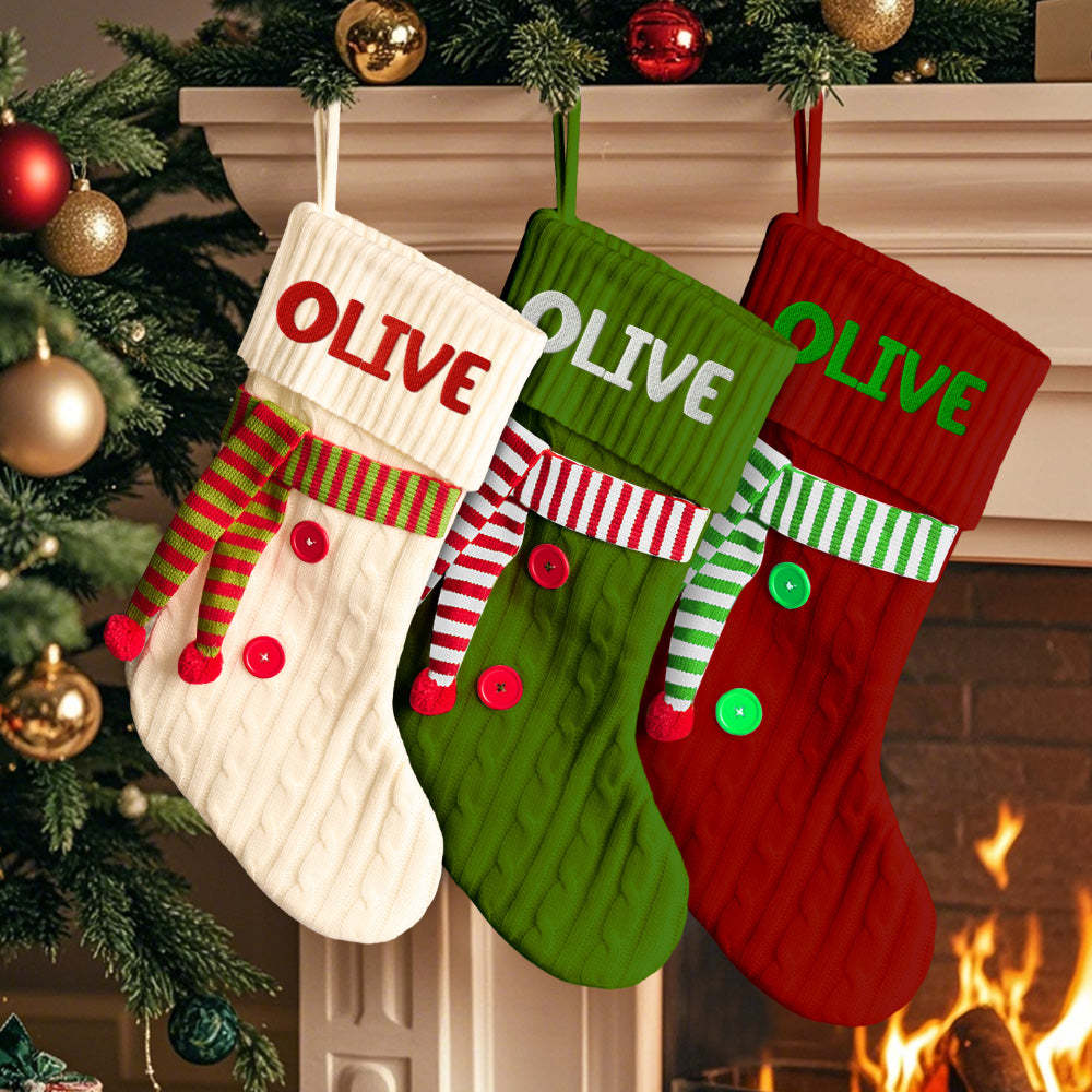 Personalisierter Weihnachtsschalstrumpf Mit Namen, Bestickte Weihnachtsstrümpfe, Geschenk Für Die Familie - MeineFotoTassen