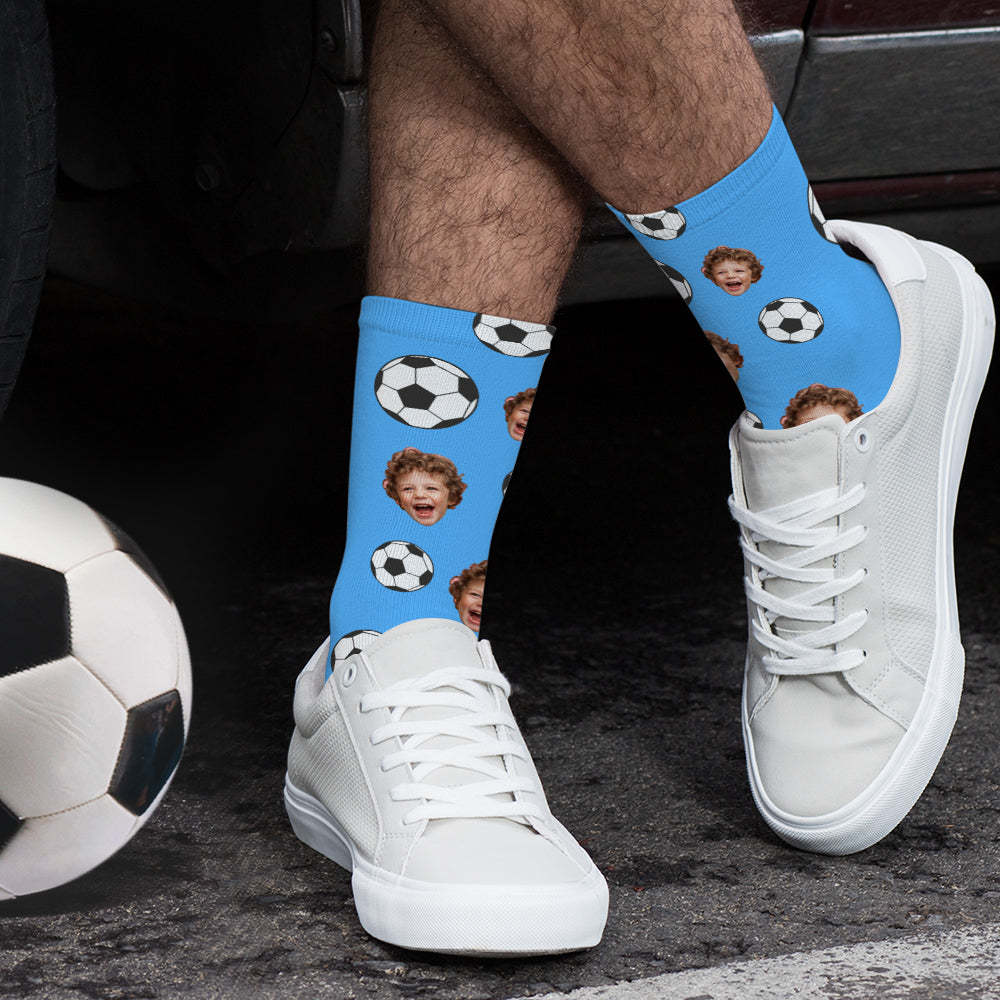 Socken Mit Individuellem Gesichts-fußball-muster, Persönlichkeitsgeschenke Für Fußballliebhaber - MeineFotoTassen