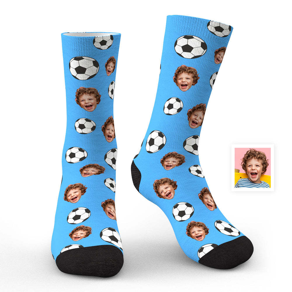 Socken Mit Individuellem Gesichts-fußball-muster, Persönlichkeitsgeschenke Für Fußballliebhaber - MeineFotoTassen