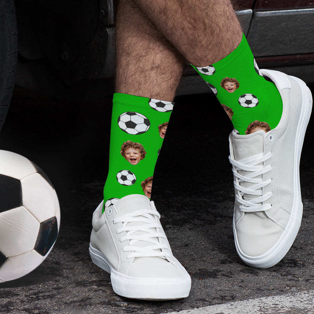 Socken Mit Individuellem Gesichts-fußball-muster, Persönlichkeitsgeschenke Für Fußballliebhaber - MeineFotoTassen