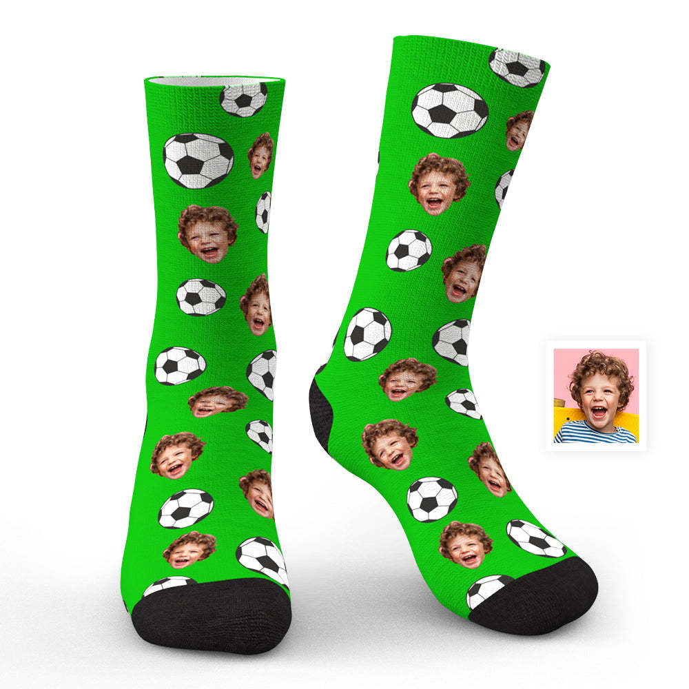 Socken Mit Individuellem Gesichts-fußball-muster, Persönlichkeitsgeschenke Für Fußballliebhaber - MeineFotoTassen