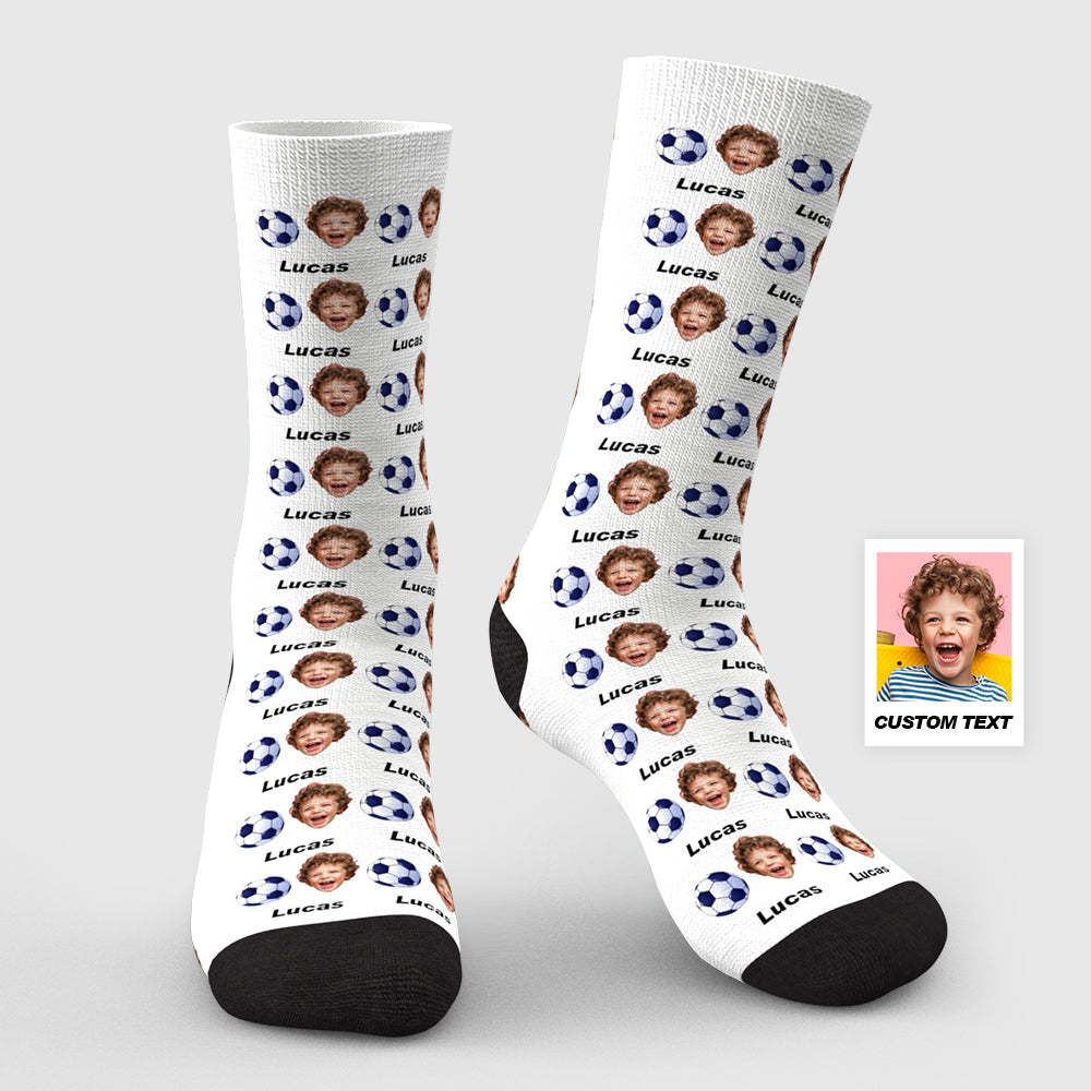 Benutzerdefinierte 3d-digitaldruck-fußballsocken Mit Gesichts- Und Textgeschenken Für Die Familie - MeineFotoTassen