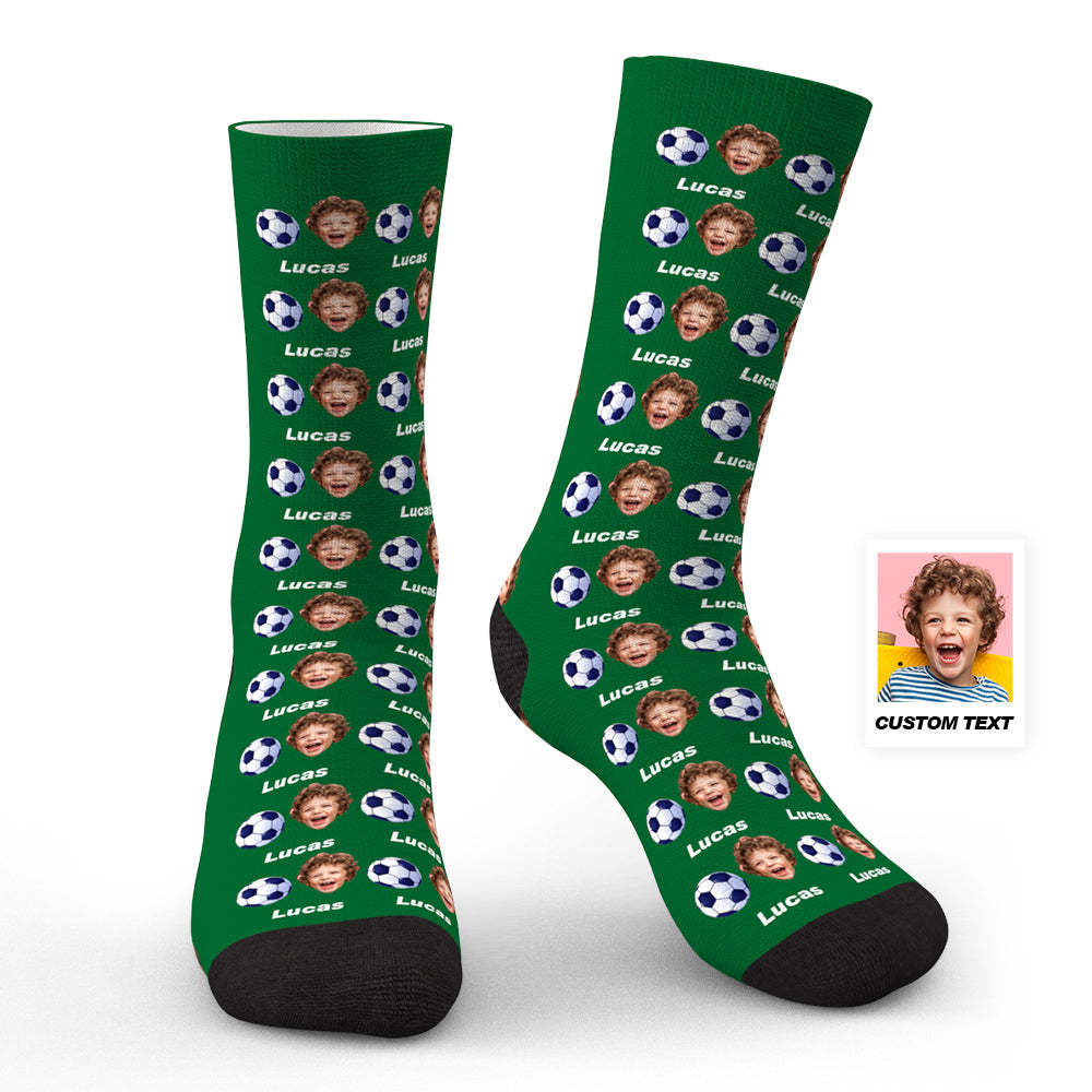 Benutzerdefinierte 3d-digitaldruck-fußballsocken Mit Gesichts- Und Textgeschenken Für Die Familie - MeineFotoTassen