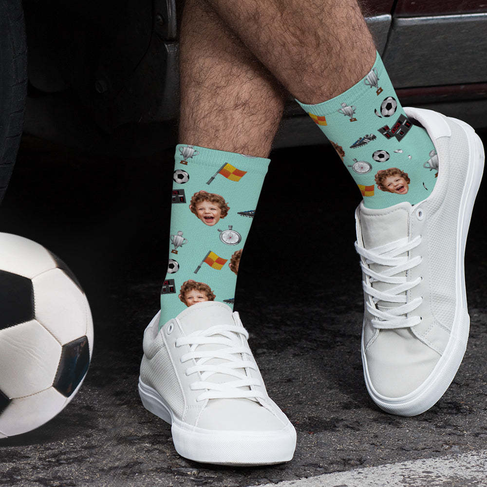 Personalisierte Gesichts-fußballspieler-socken, Modische Geschenke Für Fußballliebhaber - MeineFotoTassen