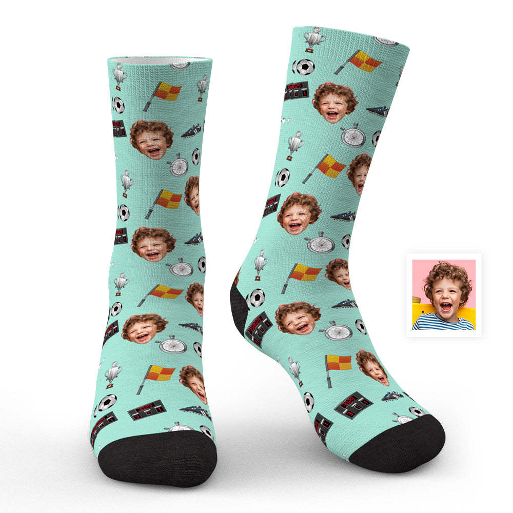 Personalisierte Gesichts-fußballspieler-socken, Modische Geschenke Für Fußballliebhaber - MeineFotoTassen