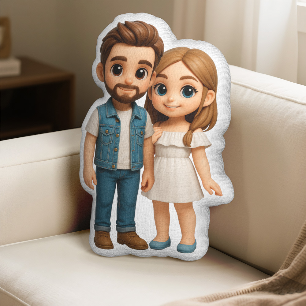 Personalisiertes Süßes Dekokissen Personalisiertes Cartoon-kissen Personalisiertes Gesichtsbild Minime-wurfpuppe - MeineFotoTassen