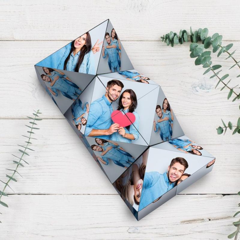 Personalisierter Foto-Cube – Drehbarer Würfel Für 6 Fotos, Individuelles Geschenk Für Familie & Freunde