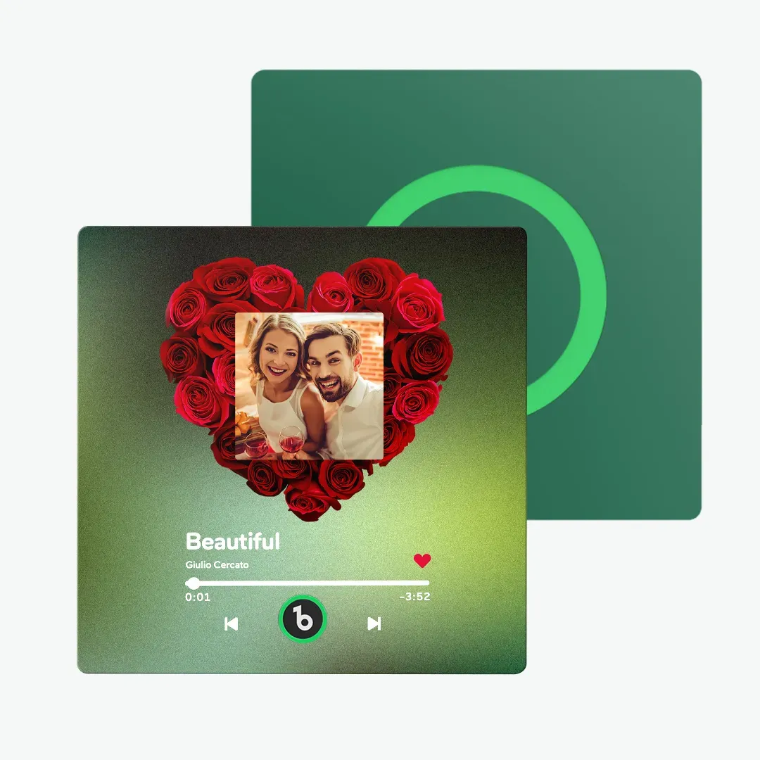 Personalisierter Rosenmusik-kühlschrankmagnet, Personalisierter Musik-kühlschrankmagnet Mit Buntem Rahmen, Jubiläumsgeschenk - MeineFotoTassen