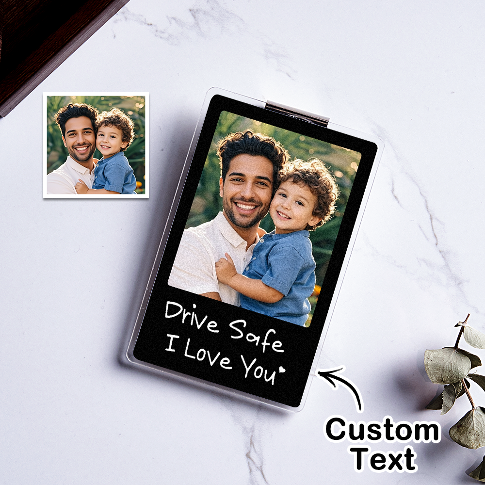 Sonnenblendenclip Mit Foto – Individueller Sonnenblendenclip „fahr Vorsichtig, Ich Liebe Dich" – Geschenkidee Fürs Auto - MeineFotoTassen