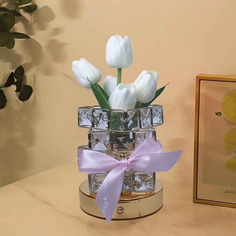 Kreatives Geschenk Tulip Rubik's Cube Nachtlicht Schlafzimmer Schlaftischlampe Nachttischlampe Luxus High-end Kristall Atmosphäre Licht - MeineFotoTassen