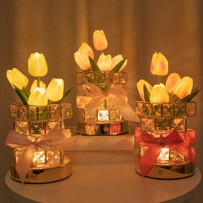 Kreatives Geschenk Tulip Rubik's Cube Nachtlicht Schlafzimmer Schlaftischlampe Nachttischlampe Luxus High-end Kristall Atmosphäre Licht - MeineFotoTassen