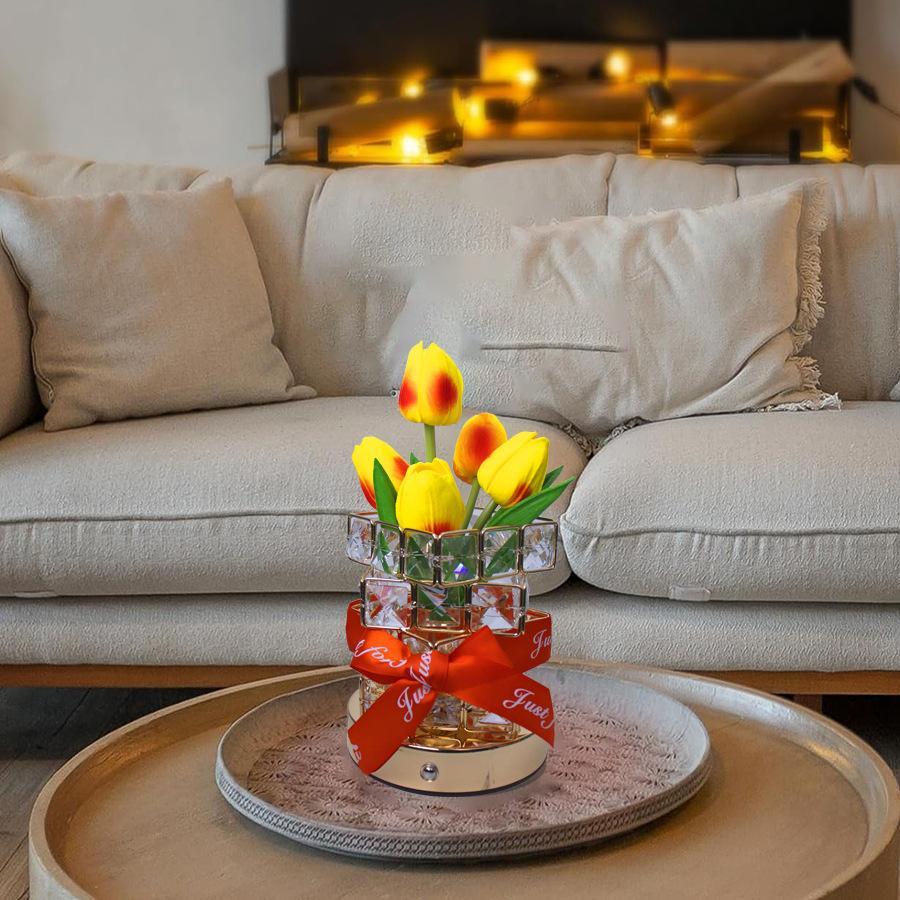 Kreatives Geschenk Tulip Rubik's Cube Nachtlicht Schlafzimmer Schlaftischlampe Nachttischlampe Luxus High-end Kristall Atmosphäre Licht - MeineFotoTassen