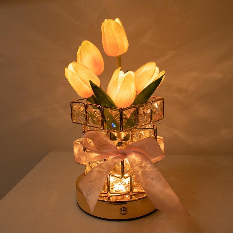 Kreatives Geschenk Tulip Rubik's Cube Nachtlicht Schlafzimmer Schlaftischlampe Nachttischlampe Luxus High-end Kristall Atmosphäre Licht - MeineFotoTassen