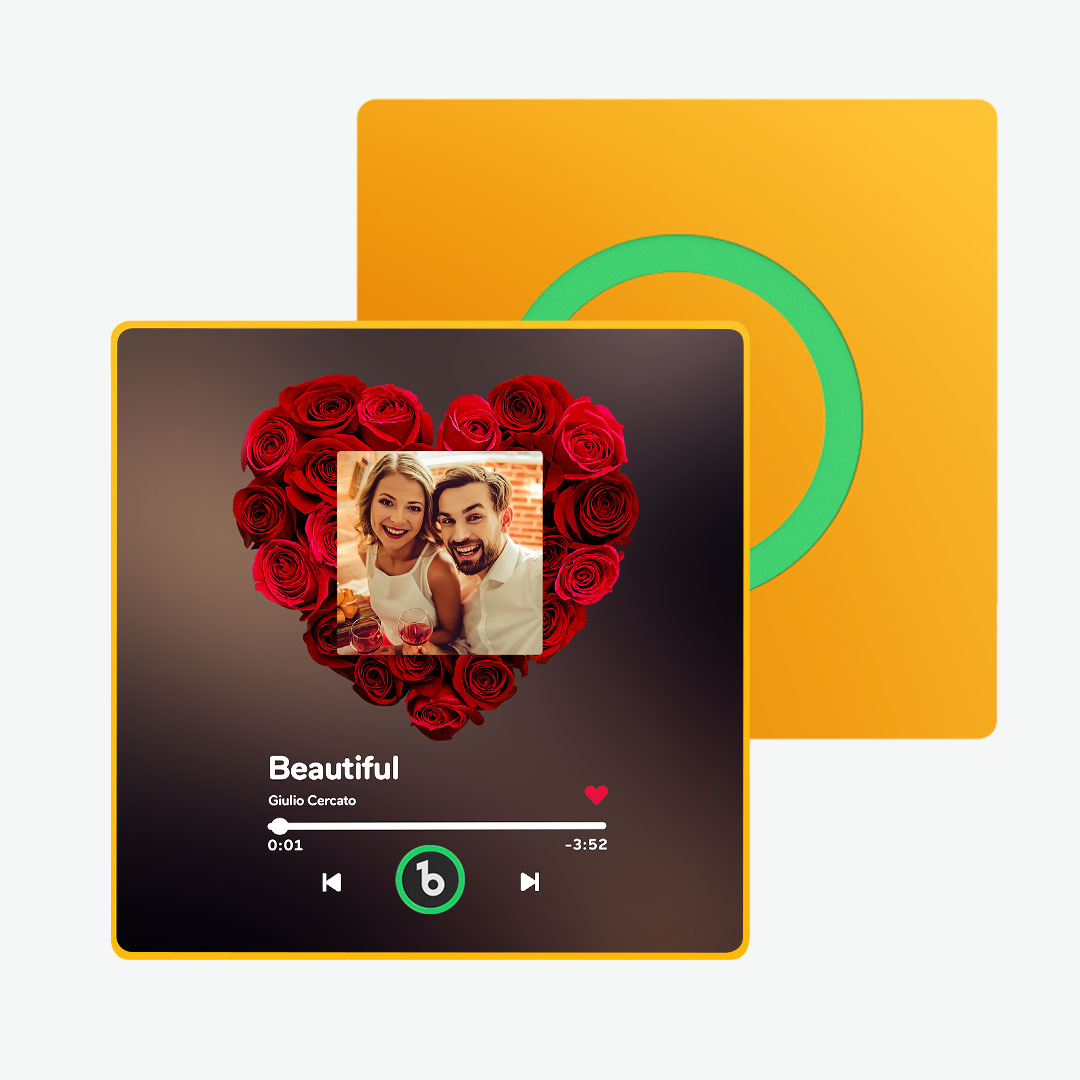 Personalisierter Rosenmusik-kühlschrankmagnet, Personalisierter Musik-kühlschrankmagnet Mit Buntem Rahmen, Jubiläumsgeschenk - MeineFotoTassen