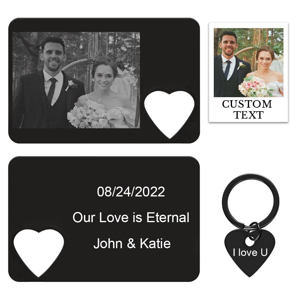 Personalisiertes Foto-graviertes Portemonnaie-karten-schlüsselanhänger-set, Kreative Geschenke Für Paare - MeineFotoTassen