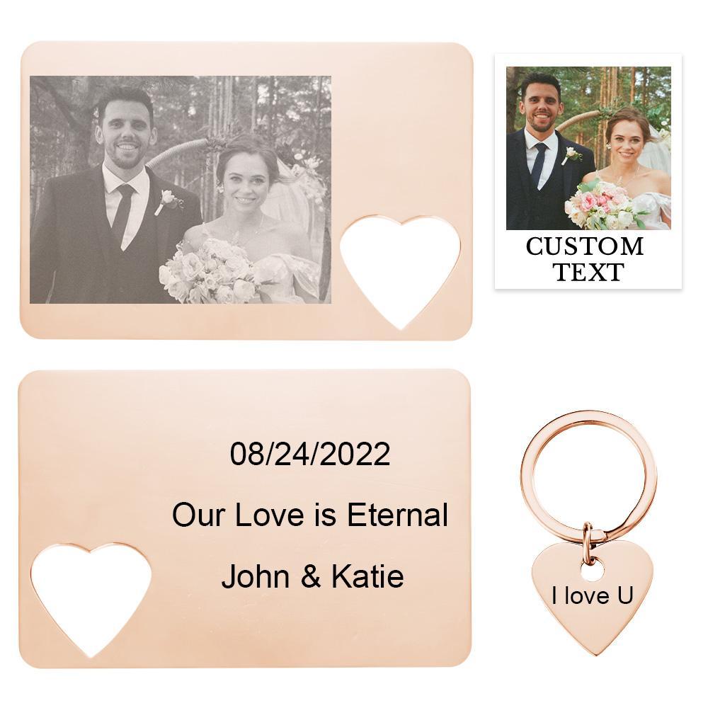 Personalisiertes Foto-graviertes Portemonnaie-karten-schlüsselanhänger-set, Kreative Geschenke Für Paare - MeineFotoTassen