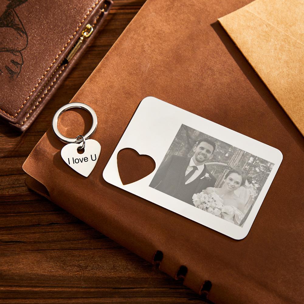 Personalisiertes Foto-graviertes Portemonnaie-karten-schlüsselanhänger-set, Kreative Geschenke Für Paare - MeineFotoTassen