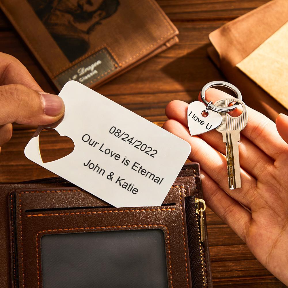 Personalisiertes Foto-graviertes Portemonnaie-karten-schlüsselanhänger-set, Kreative Geschenke Für Paare - MeineFotoTassen