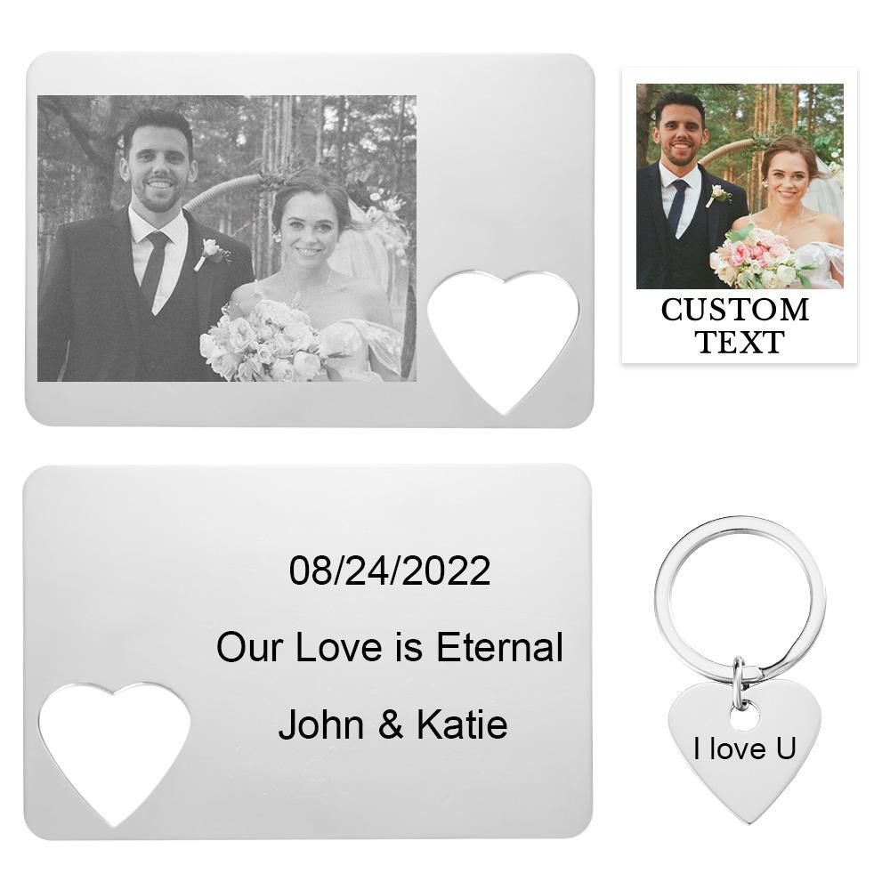 Personalisiertes Foto-graviertes Portemonnaie-karten-schlüsselanhänger-set, Kreative Geschenke Für Paare - MeineFotoTassen