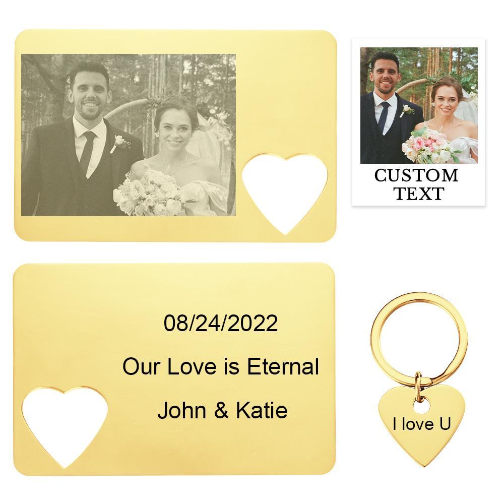 Personalisiertes Foto-graviertes Portemonnaie-karten-schlüsselanhänger-set, Kreative Geschenke Für Paare - MeineFotoTassen