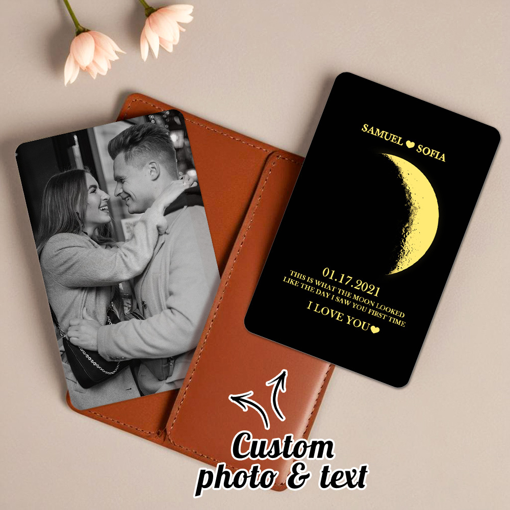 Benutzerdefinierte Brieftaschenkarte Personalisierte Foto-brieftaschen-einlegekarte Benutzerdefinierte Mondphasen-brieftaschenkarte - MeineFotoTassen