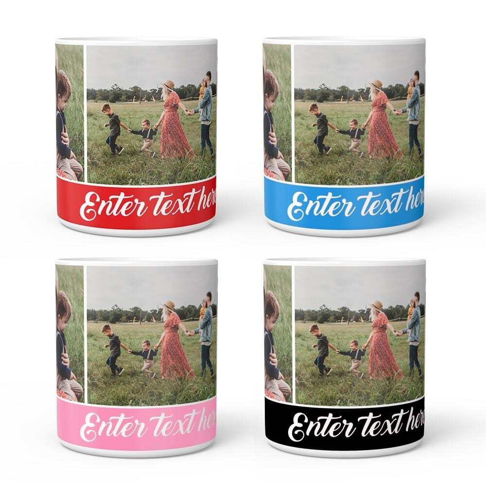 Personifizierter Foto Tasse - 4 farben mit 3 foto & text
