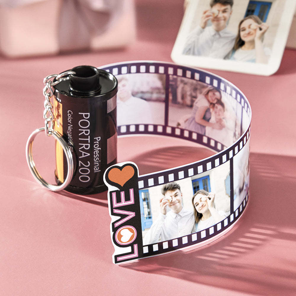 Personalisierter Foto-filmrollen-schlüsselanhänger, Personalisierte Liebeskamera-rollen-schlüsselanhänger, Jahrestagsgeschenke - MeineFotoTassen