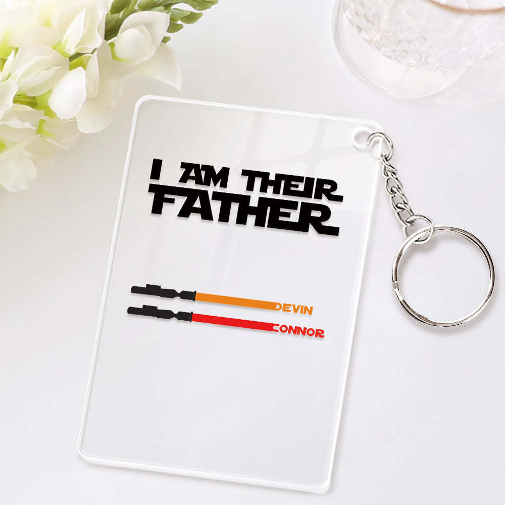 Personalisierter Namens-lichtschwert-schlüsselanhänger „i Am Their Father“ Aus Acryl, Vatertagsgeschenk - MeineFotoTassen